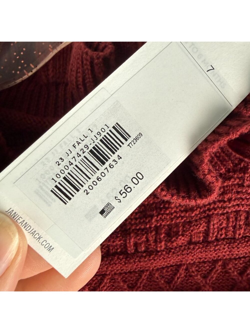 Janie and Jack The Heights Sweater Top NWT Ruffles Burgundy Maroon Girls Sz 7 - Picture 6 of 9